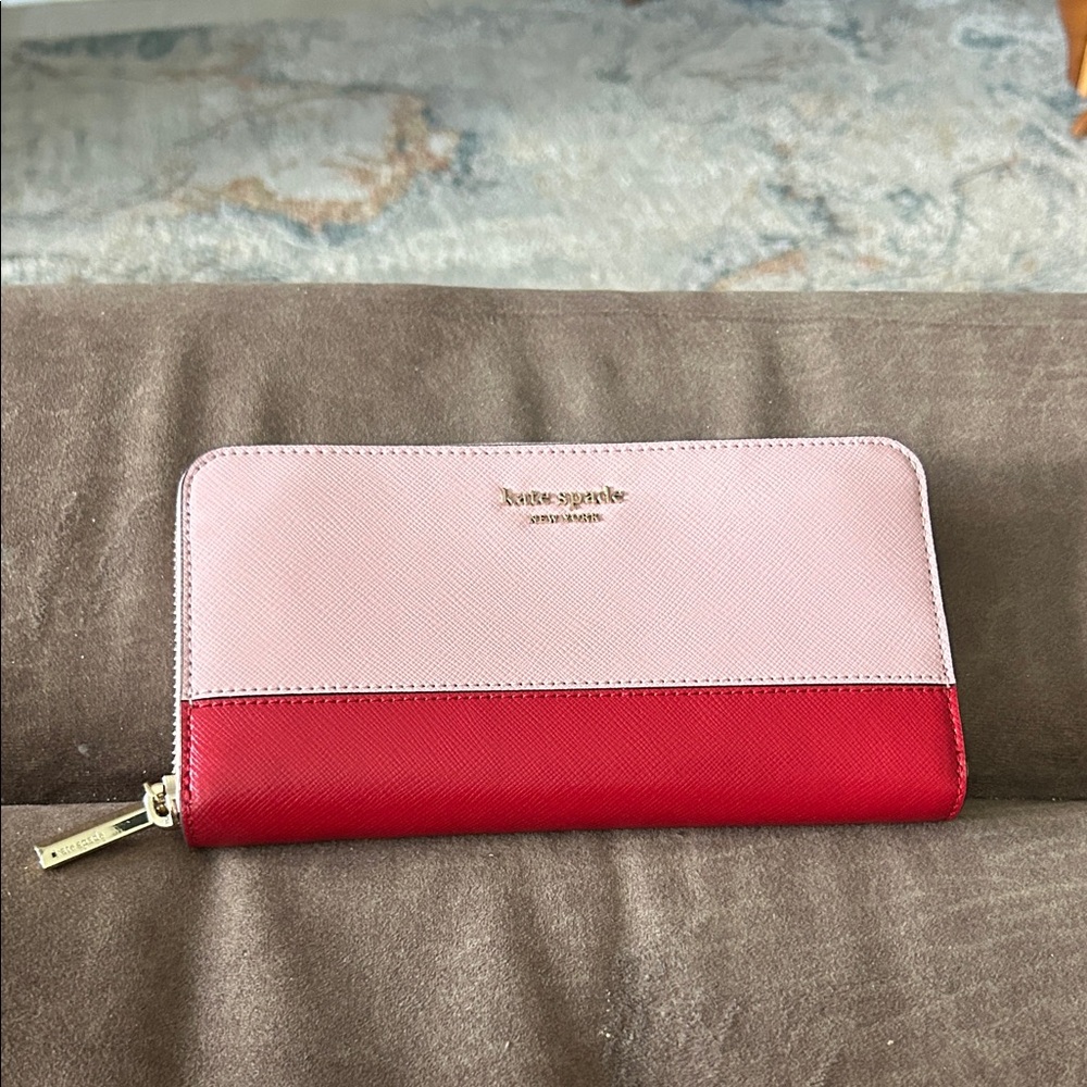 Kate Spade Two-Tone Pink and Red long wallet 7.6  “